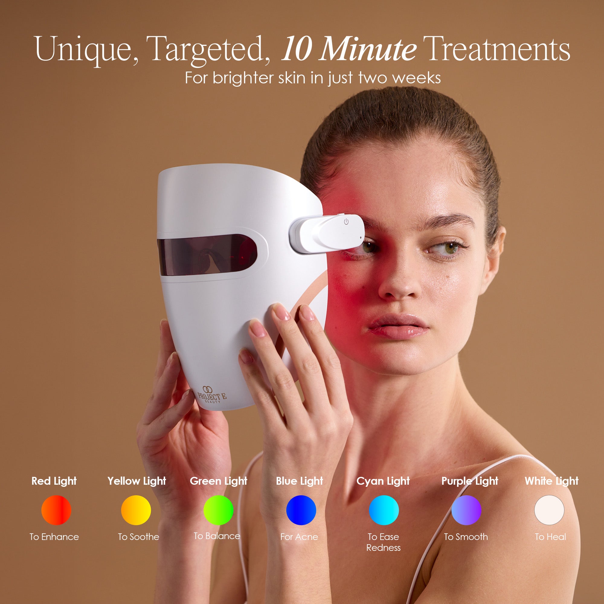 Lumamask 7 LED light therapy face mask showing technology functions such as red light for wrinkles